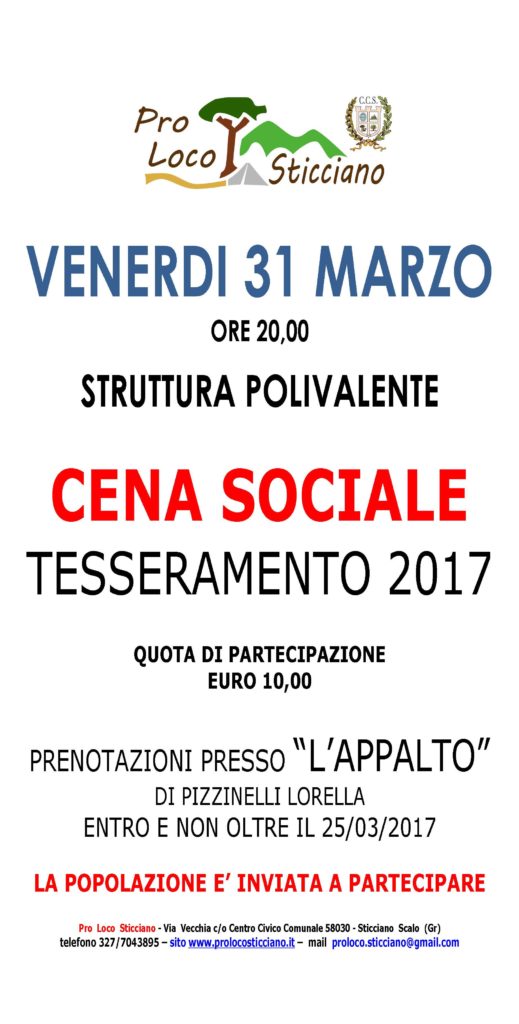 MANIFESTO CENA SOCIALE 2017